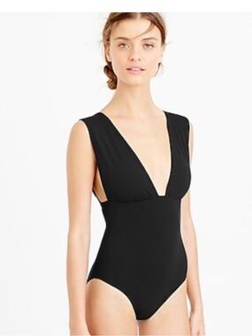 J.Crew Plunging V-Neck One-Piece Swimsuit Black Size 6 black bathing suit